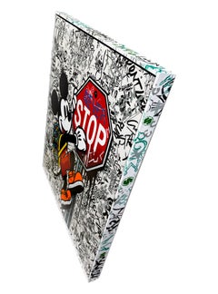 The Climber (Mickey Mouse), large original painting with custom painted frame