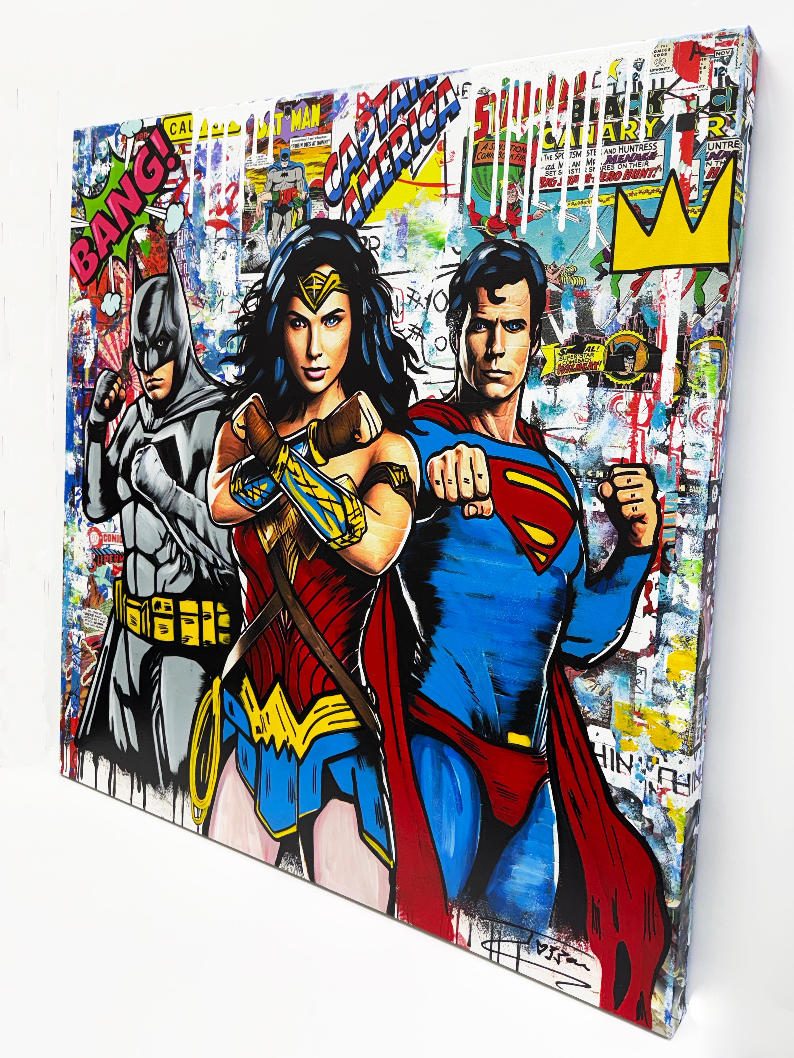 La Trinité ! (Batman Superman Wonder Woman), peinture originale - Painting de Jozza