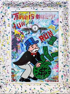 Time Is Money (original painting with functioning clock)