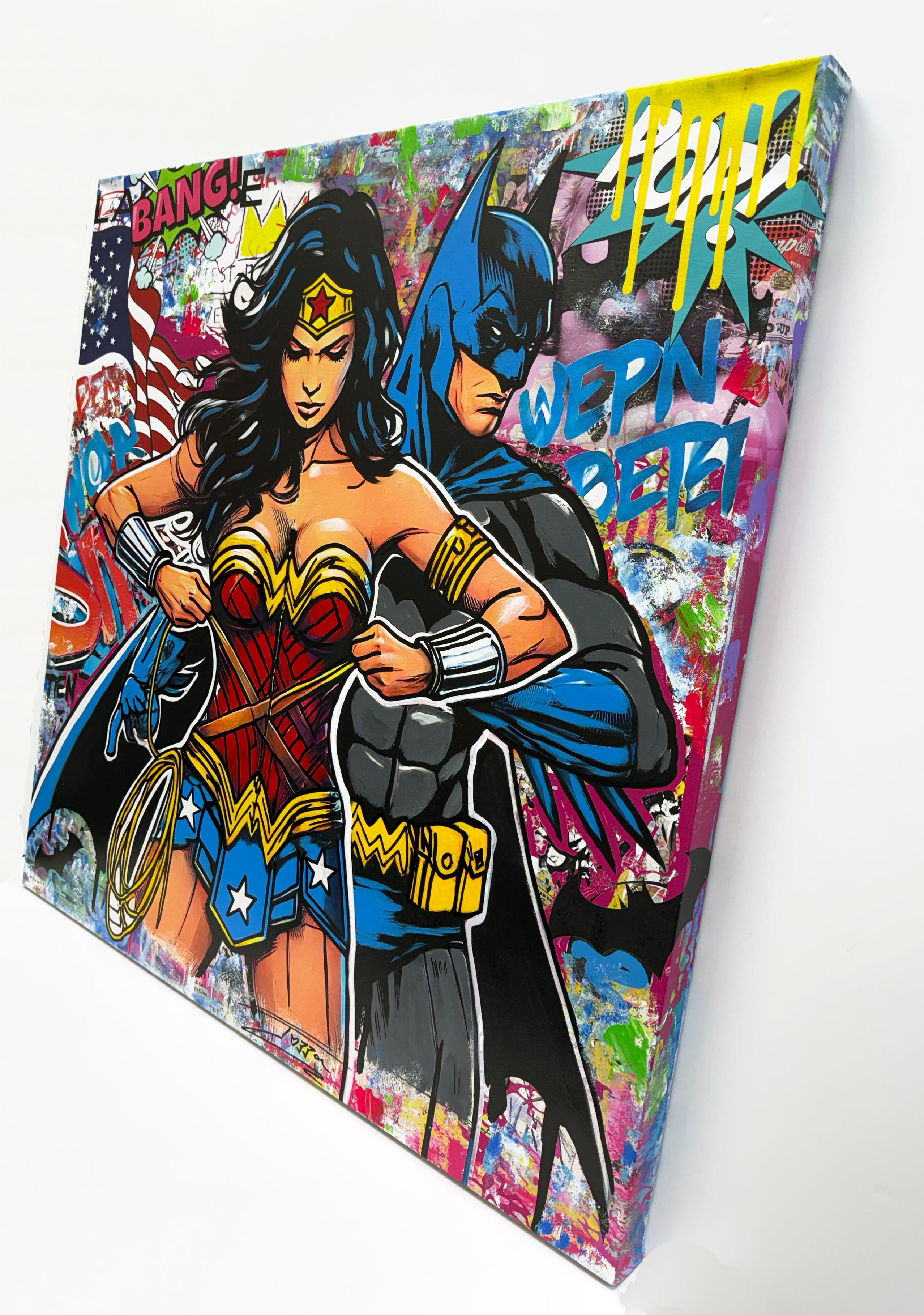 WonderBat (Batman Wonder Woman), Originalgemälde (Streetart), Painting, von Jozza