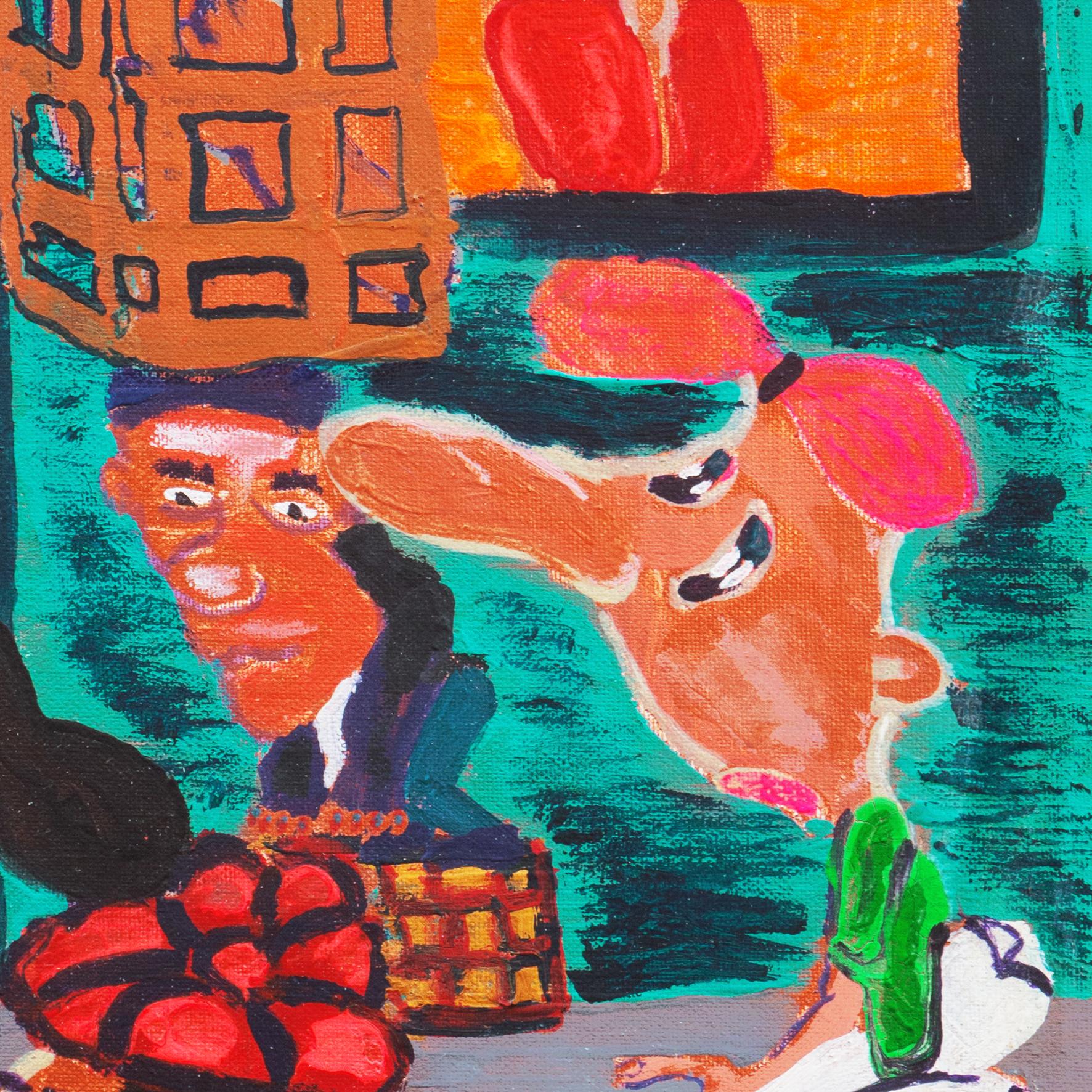 « Lovers in a Doorway », American Folk Art, artiste outsider, peinture figurative en vente 3
