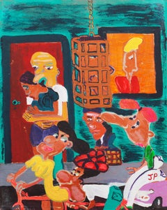« Lovers in a Doorway », American Folk Art, artiste outsider, peinture figurative