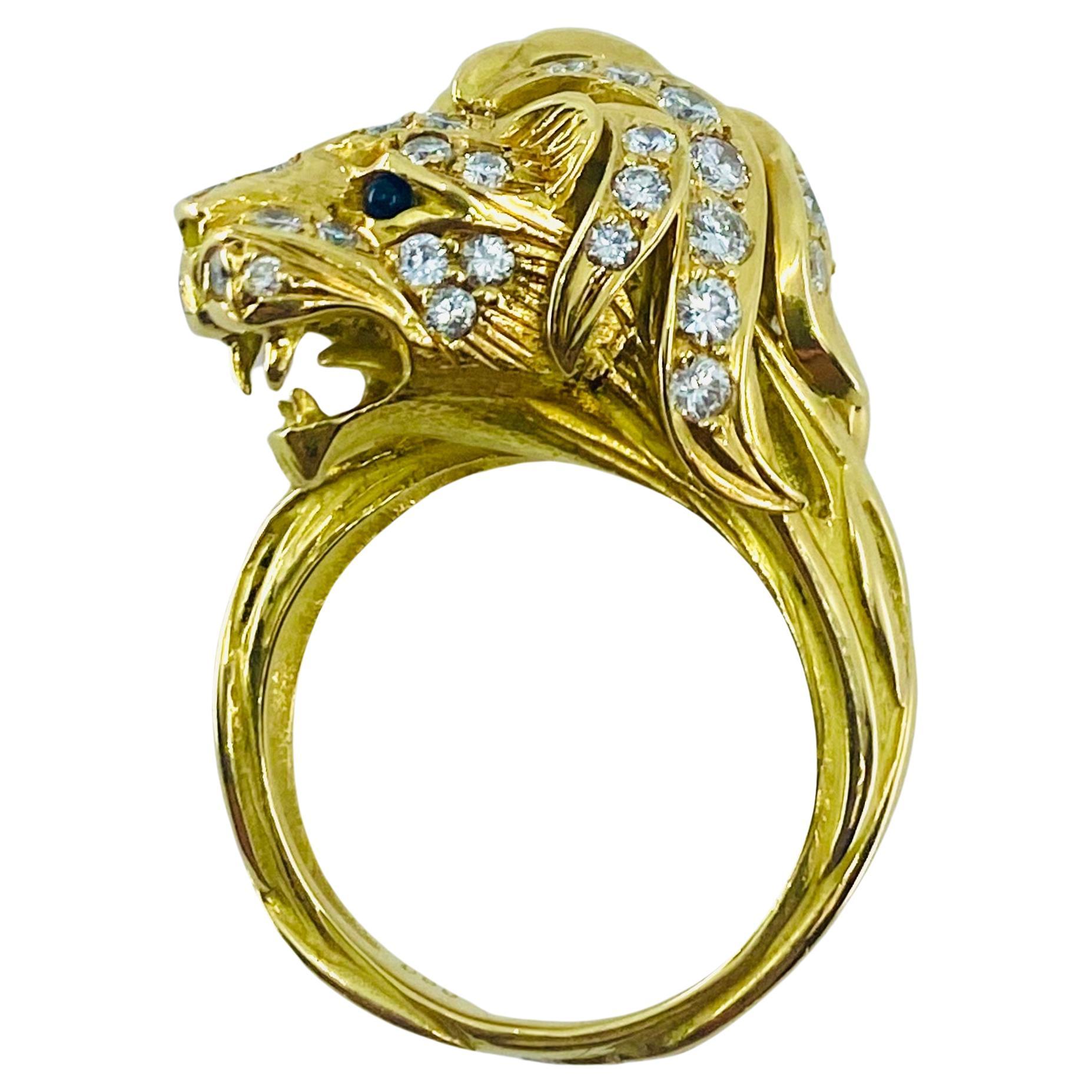 J.P. Bellin Leo Ring 18k Gold Gemstones In Excellent Condition In Beverly Hills, CA