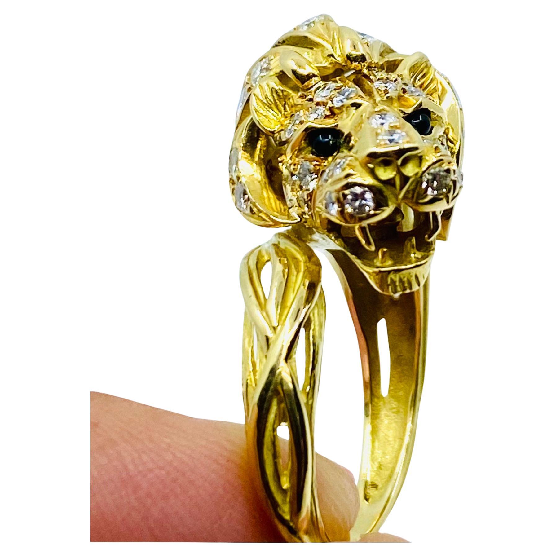 Women's or Men's J.P. Bellin Leo Ring 18k Gold Gemstones