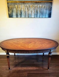 JP Ehalt Signierter französischer Esstisch aus Palisanderholz mit Intarsien im Louis-XVI.-Stil