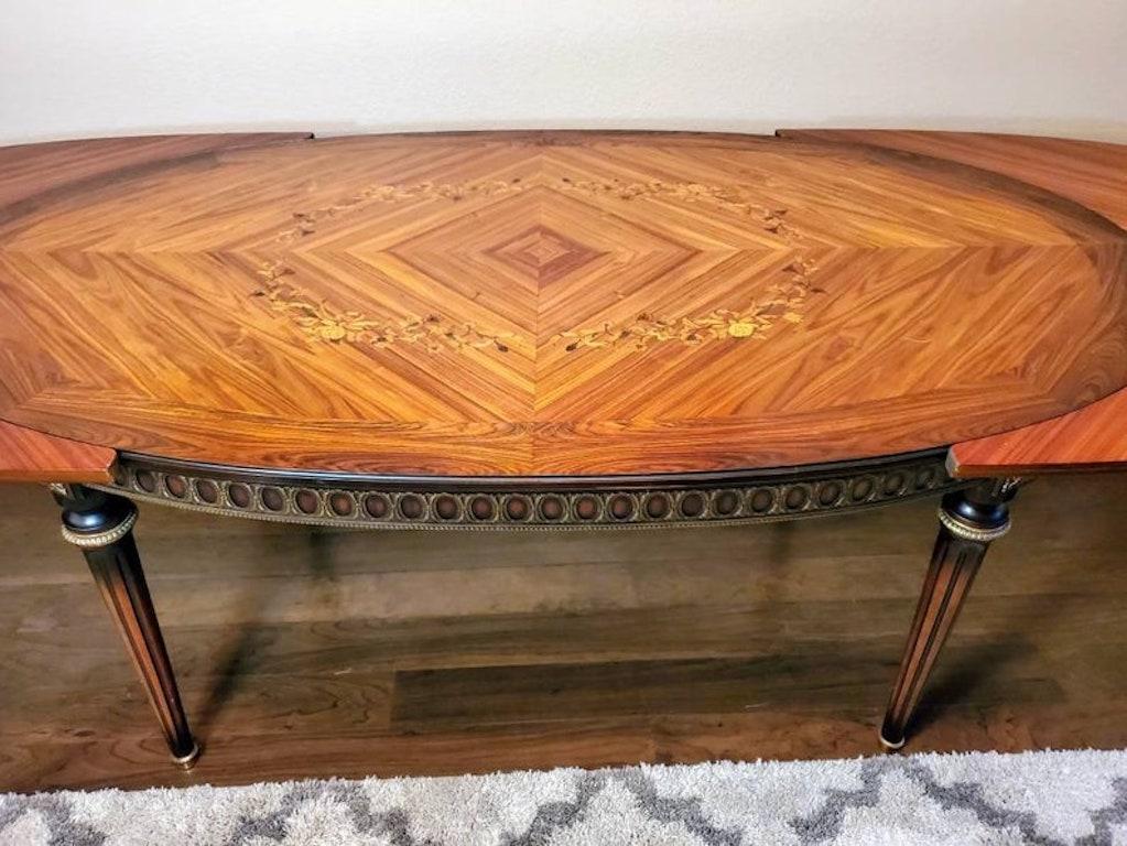 Fine JP Ehalt Signed French Louis XVI Style Rosewood Marquetry Dining Table For Sale 1