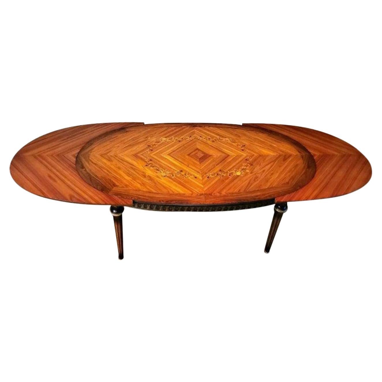 Fine JP Ehalt Signed French Louis XVI Style Rosewood Marquetry Dining Table For Sale