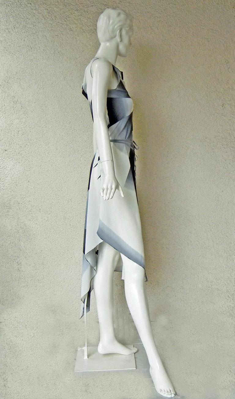 Gray  JP Gaultier 2001 Asymmetric dress as seen on the Runway and in AD campaign  New