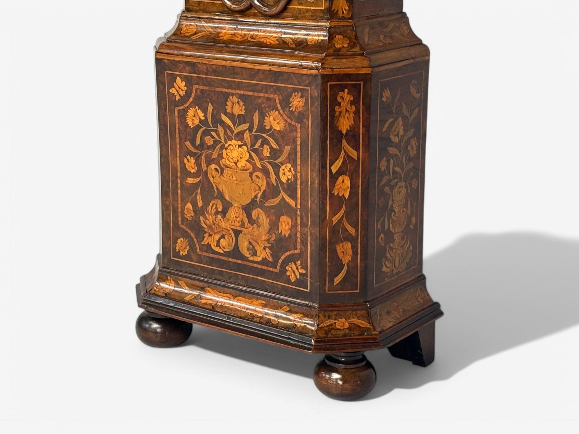 JP Kroese, Dutch Baroque, Marquetry, Moon Face Dial, Grandfather Clock, 18th C For Sale 5