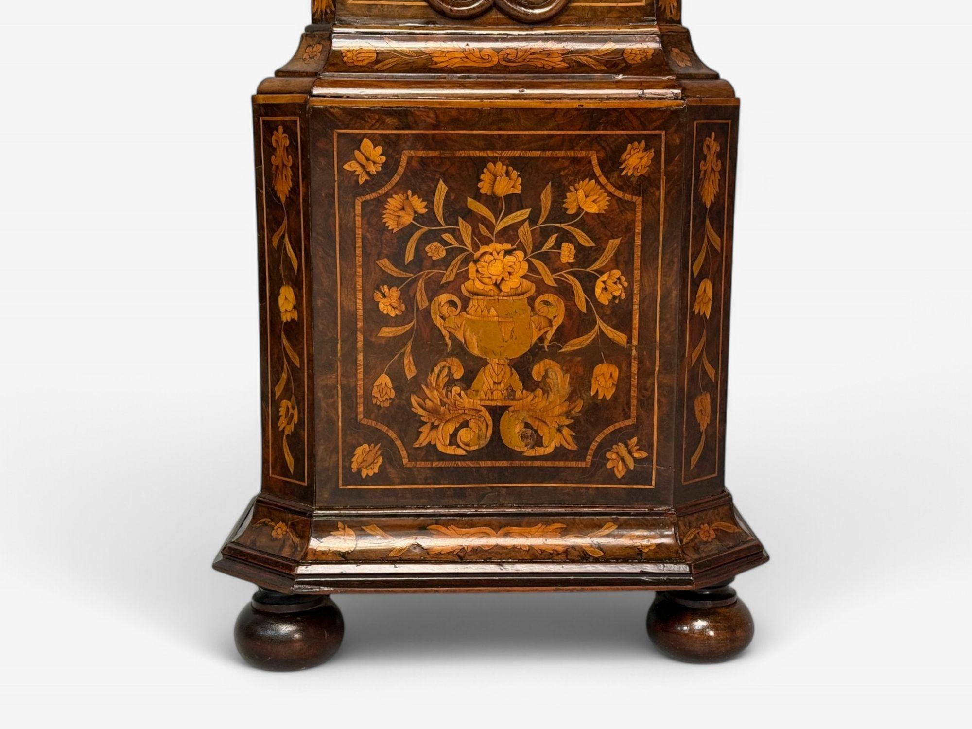 JP Kroese, Dutch Baroque, Marquetry, Moon Face Dial, Grandfather Clock, 18th C For Sale 6