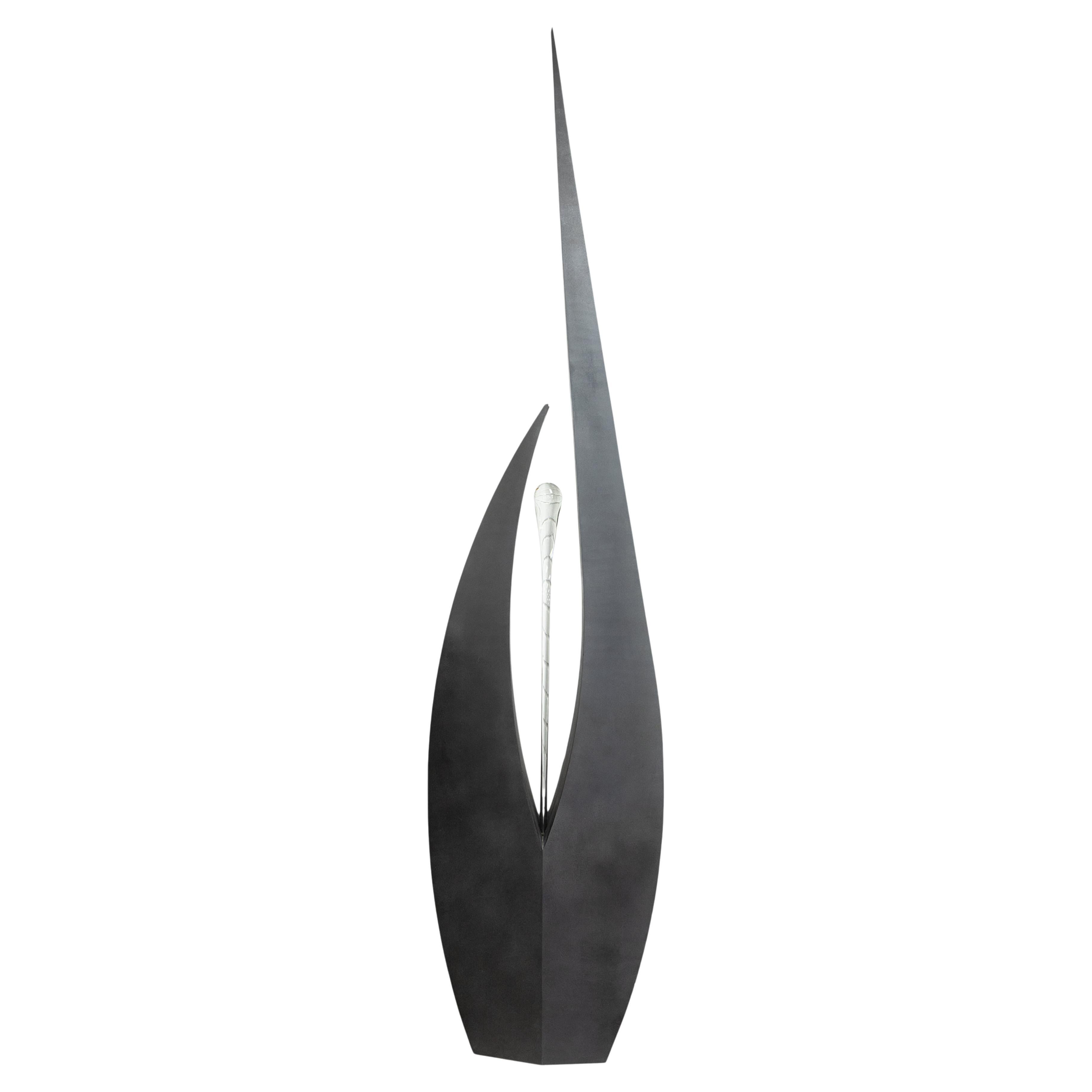 JP Long - Edge Series 2007 Signed Abstract Steel & Glass Free Standing Sculpture For Sale