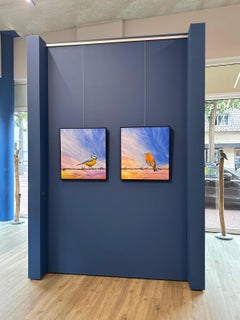 FREIHEIT UNTER EINER WUNDERSCHÖNEN SONNE – Zeitgenössisches Gemälde einer Blaumeise aus dem 21. Jahrhundert