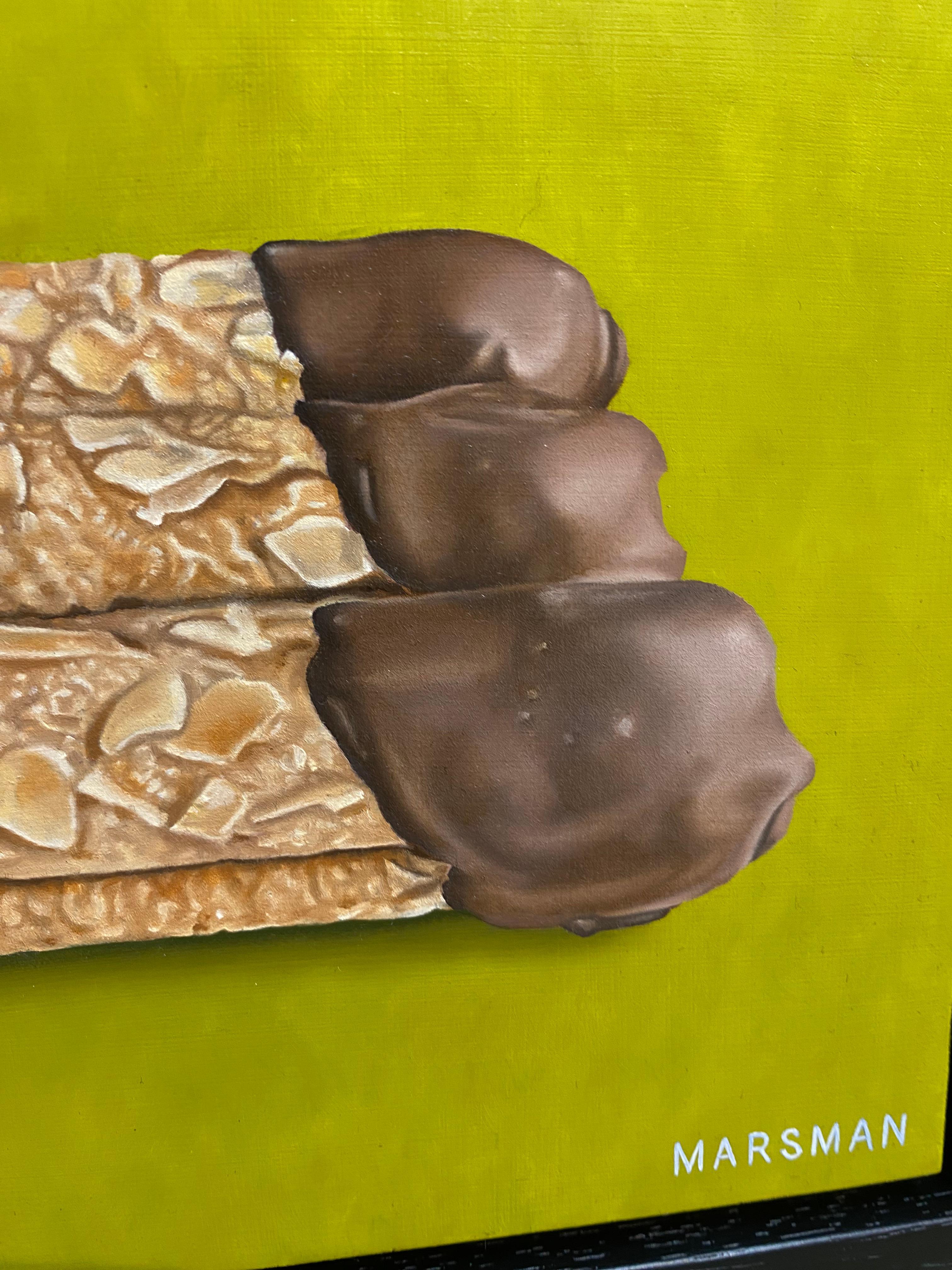 Un Trio gustoso - Quadro a olio iperrealistico del XXI secolo raffigurante dei biscotti - Still-Life Painting Arancia di JP Marsman