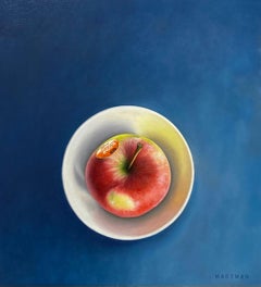 Bird's-eye view of an apple- 21st Century Hyper Realistic Still-life painting