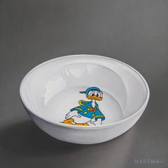 Bowl with Donald Duck - 21st Century contemporary Hyper realistic oil painting
