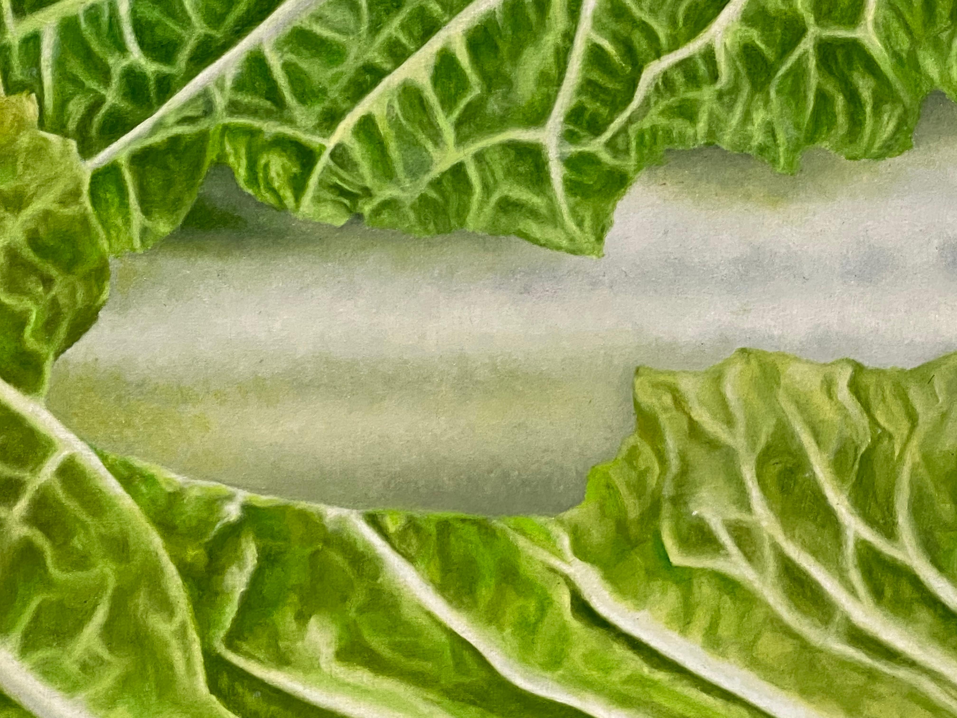 Great Tit- 21st Century Hyperrealistic painting of a tit on a cabbage. 1