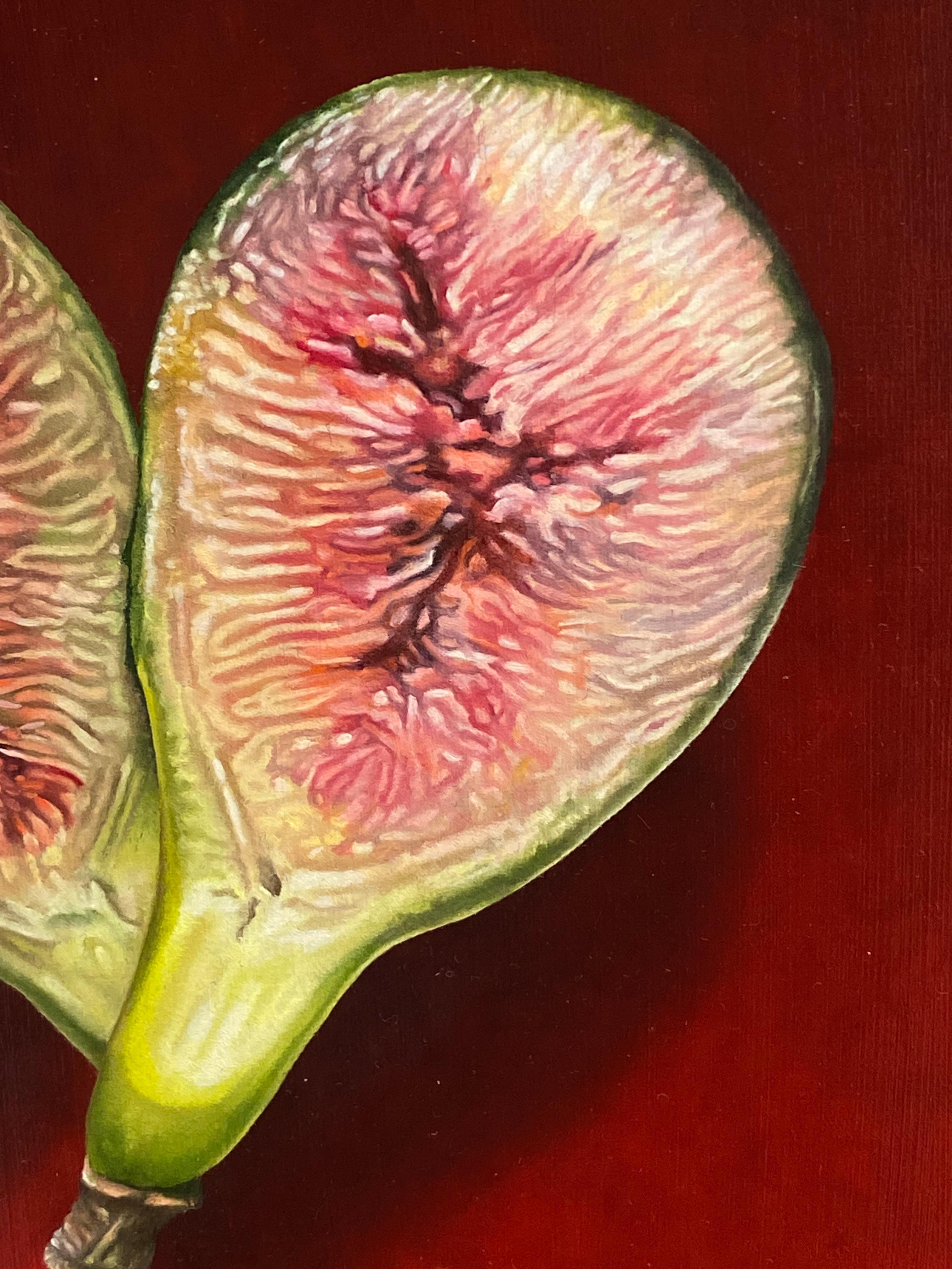 I Love Figs - 21st Century contemporary Hyper realistic oil painting of figs For Sale 5