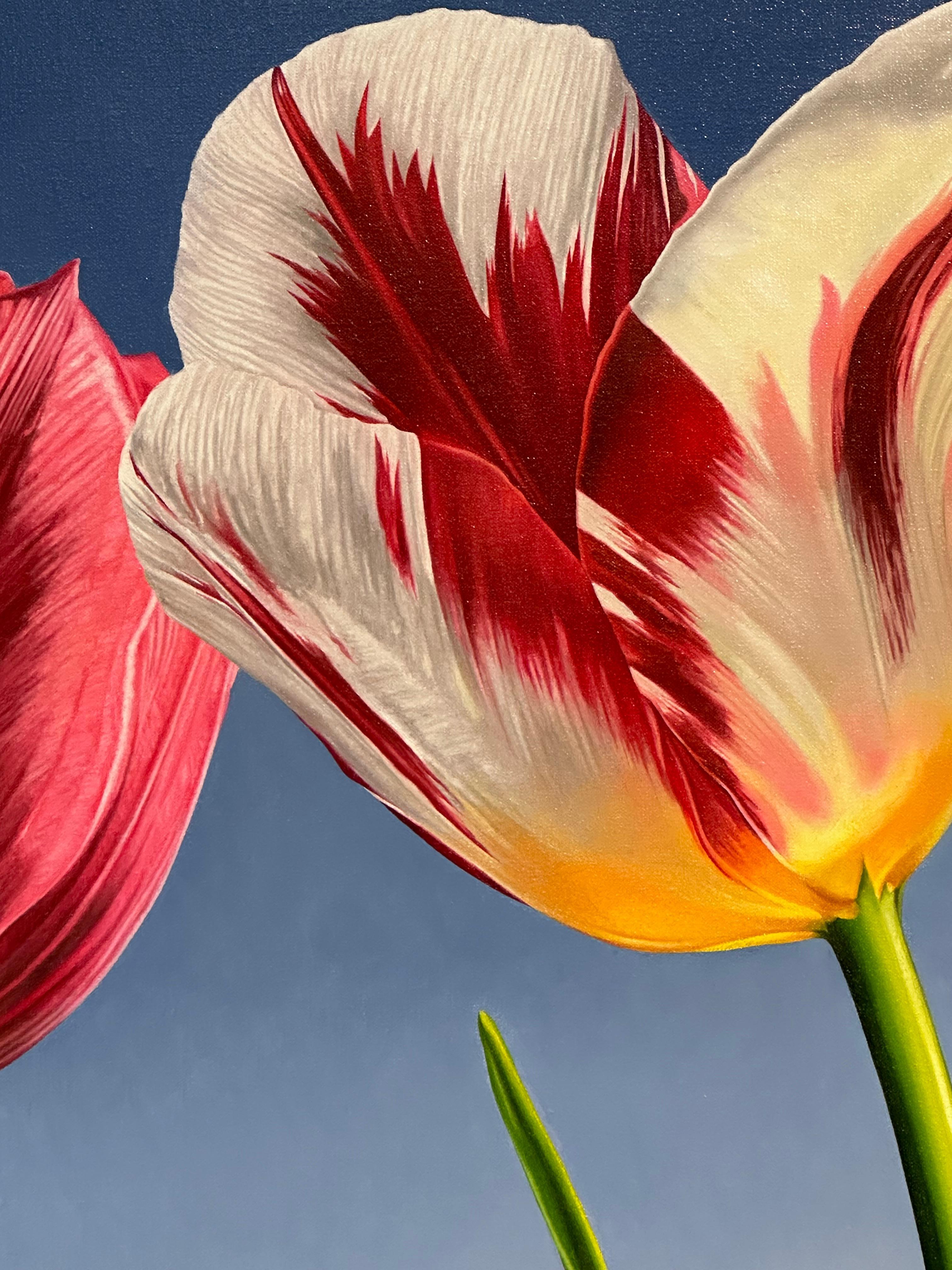 Ohne Grenzen – 21. Jahrhundert  Gemälde von zwei Tulpen mit gestapeltem Draht  im Angebot 3
