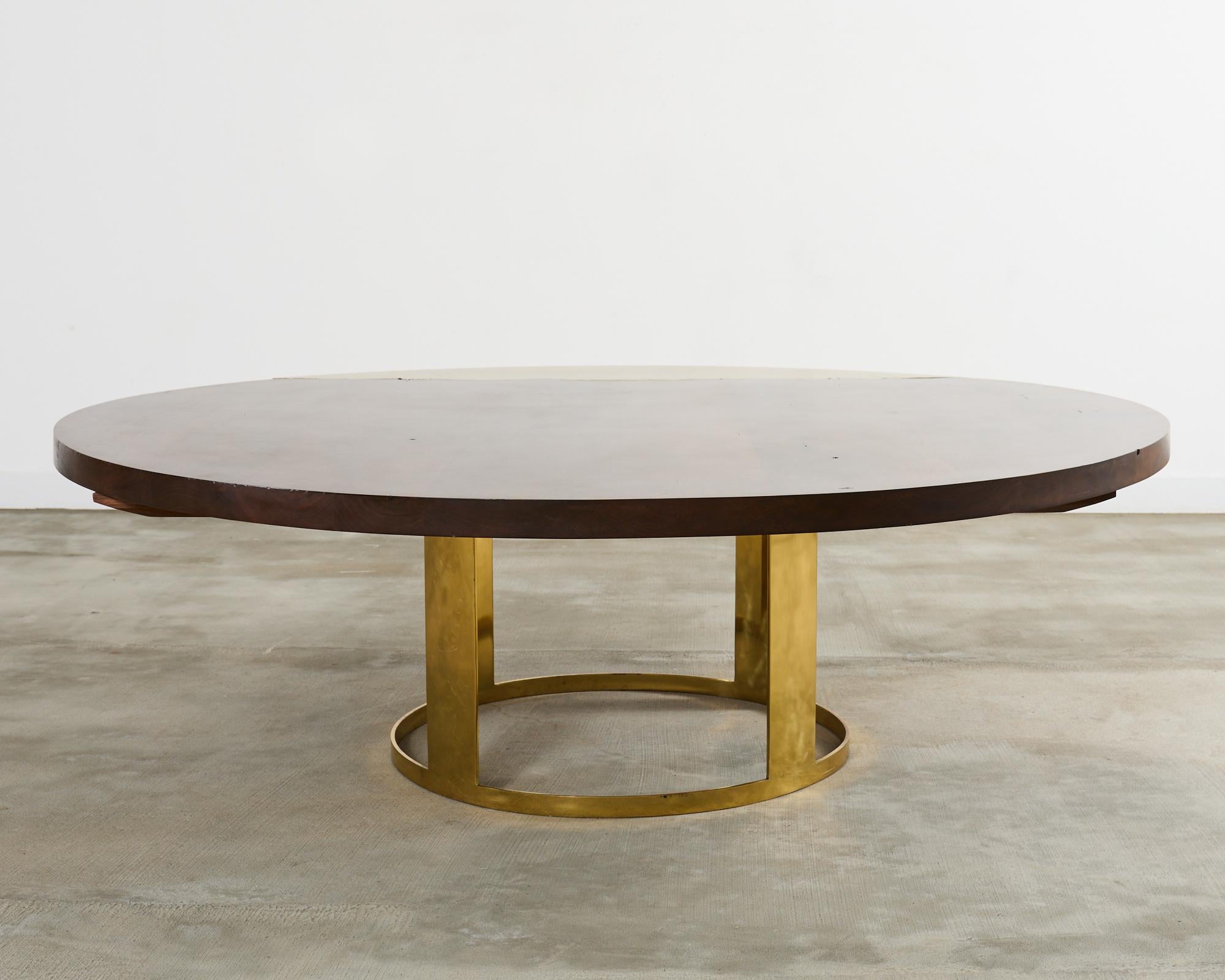 JP Molyneux Studio Walnut Brass Dining Center Table For Sale 3