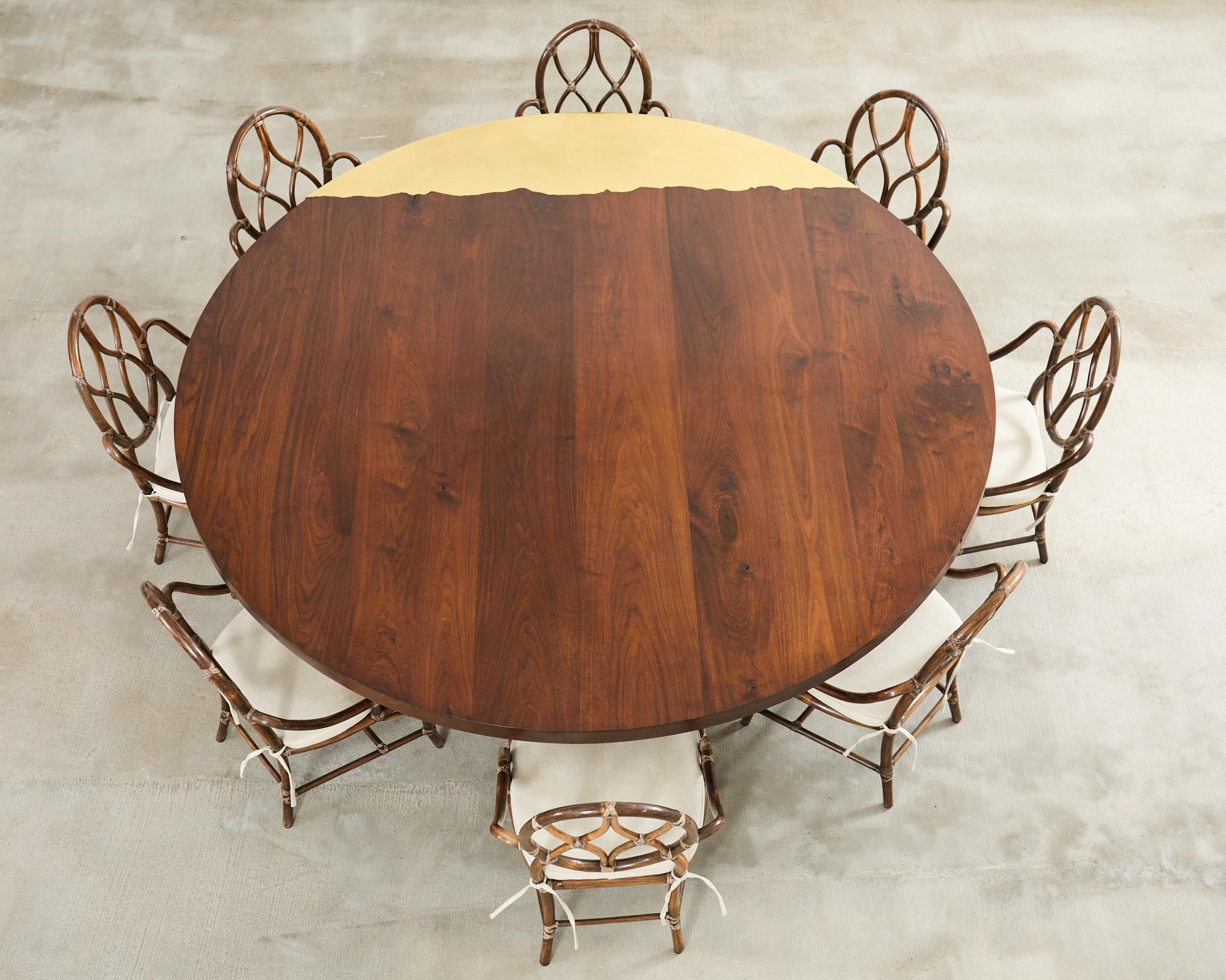 JP Molyneux Studio Walnut Brass Dining Center Table For Sale 4