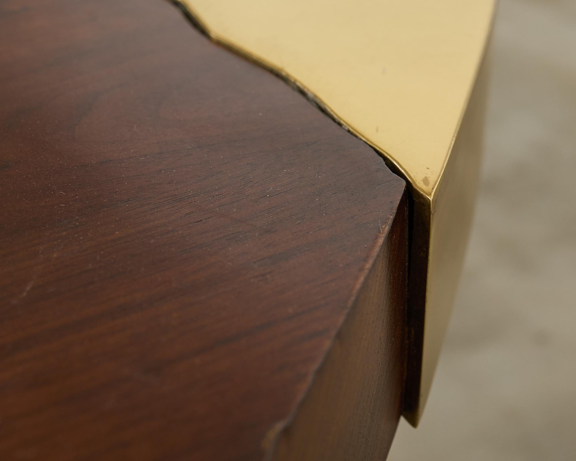 JP Molyneux Studio Walnut Brass Dining Center Table For Sale 5