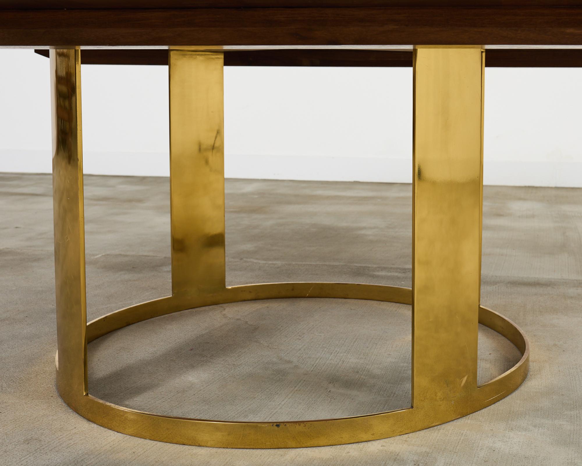 JP Molyneux Studio Walnut Brass Dining Center Table For Sale 9