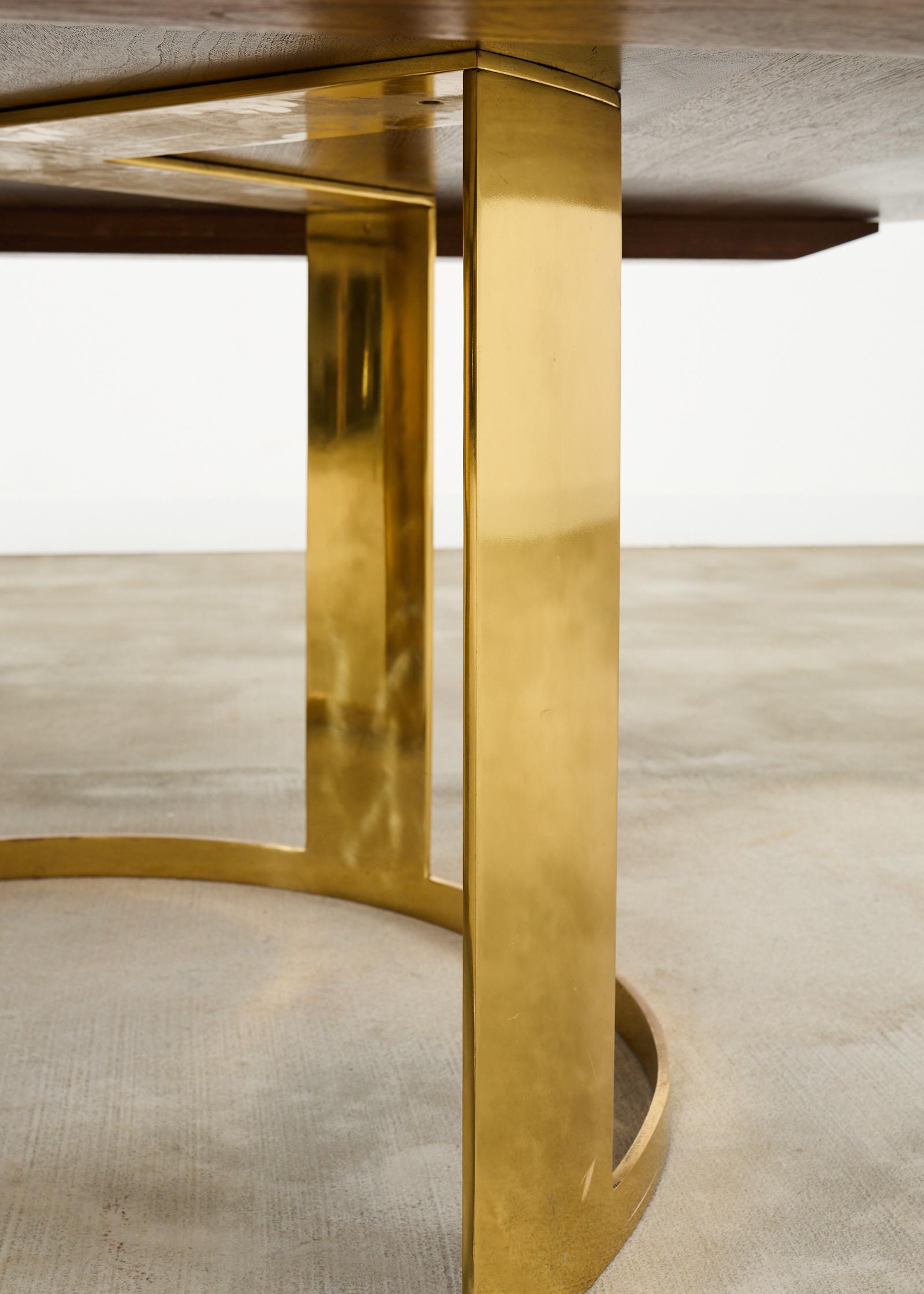 JP Molyneux Studio Walnut Brass Dining Center Table For Sale 10