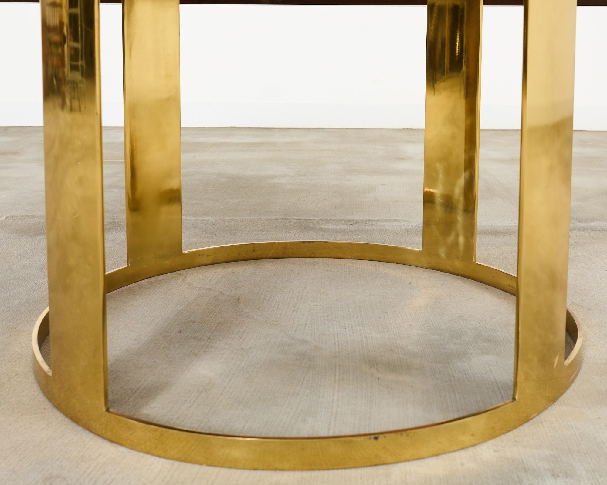 JP Molyneux Studio Walnut Brass Dining Center Table For Sale 11