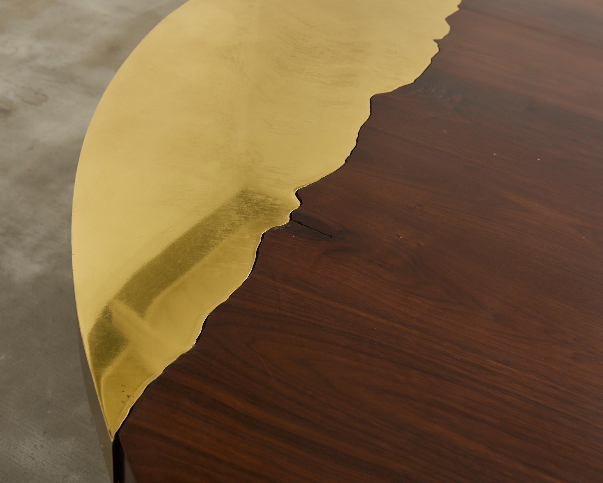 JP Molyneux Studio Walnut Brass Dining Center Table For Sale 2
