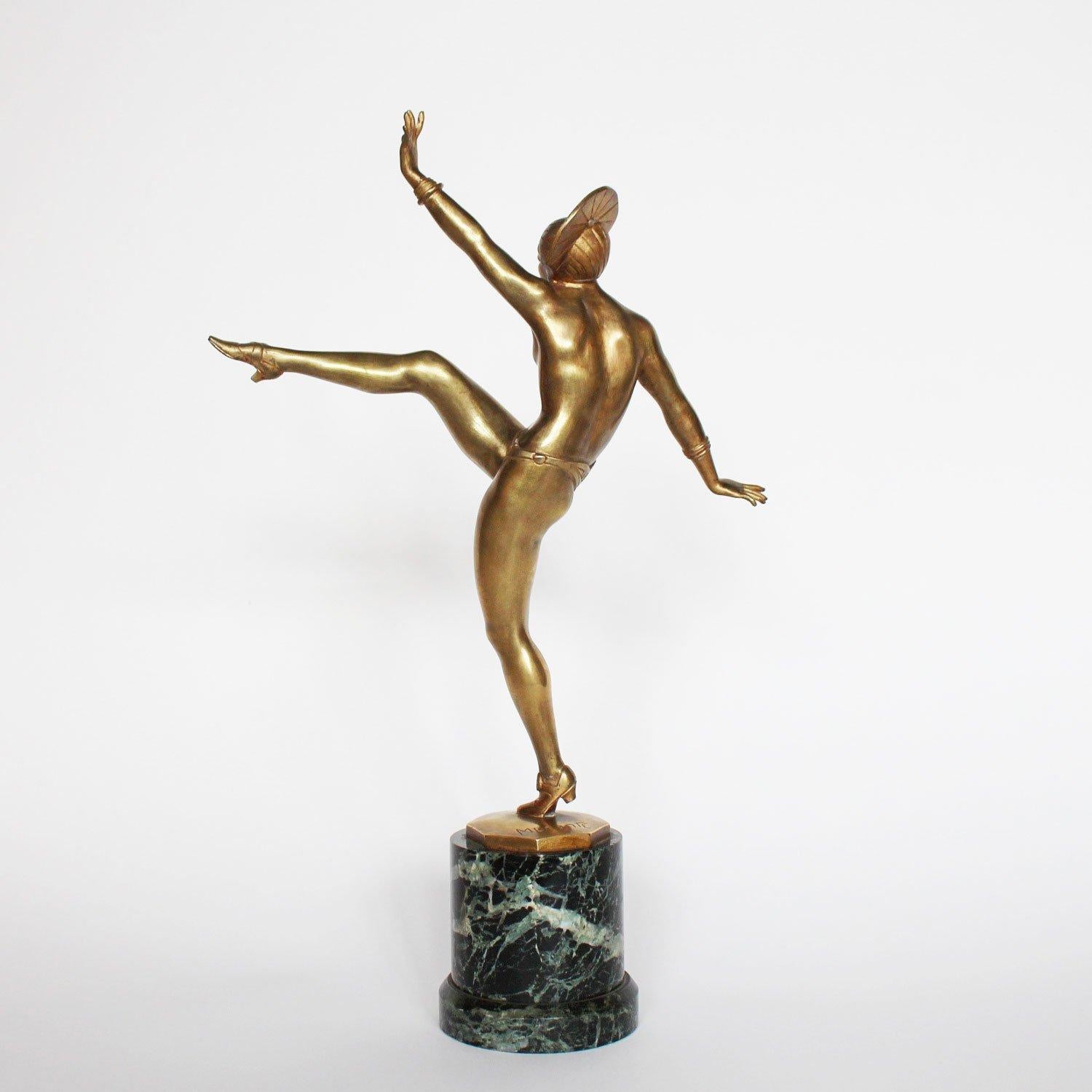 Early 20th Century JP Morante 'High Kick' Bronze Sculpture Signed Morante, French, circa 1925