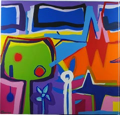 Contemporary Art"The Enchanted Clouds"Large Expressionist Diptych Acrylic Canvas