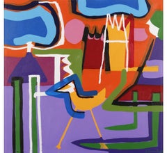« Le nuage rêveur » - Composition expressionniste abstraite acrilique sur toile