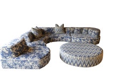 JPDemeyer Home Collection Comporta Modular Foam Sofa in Blue Verdure Tapestry