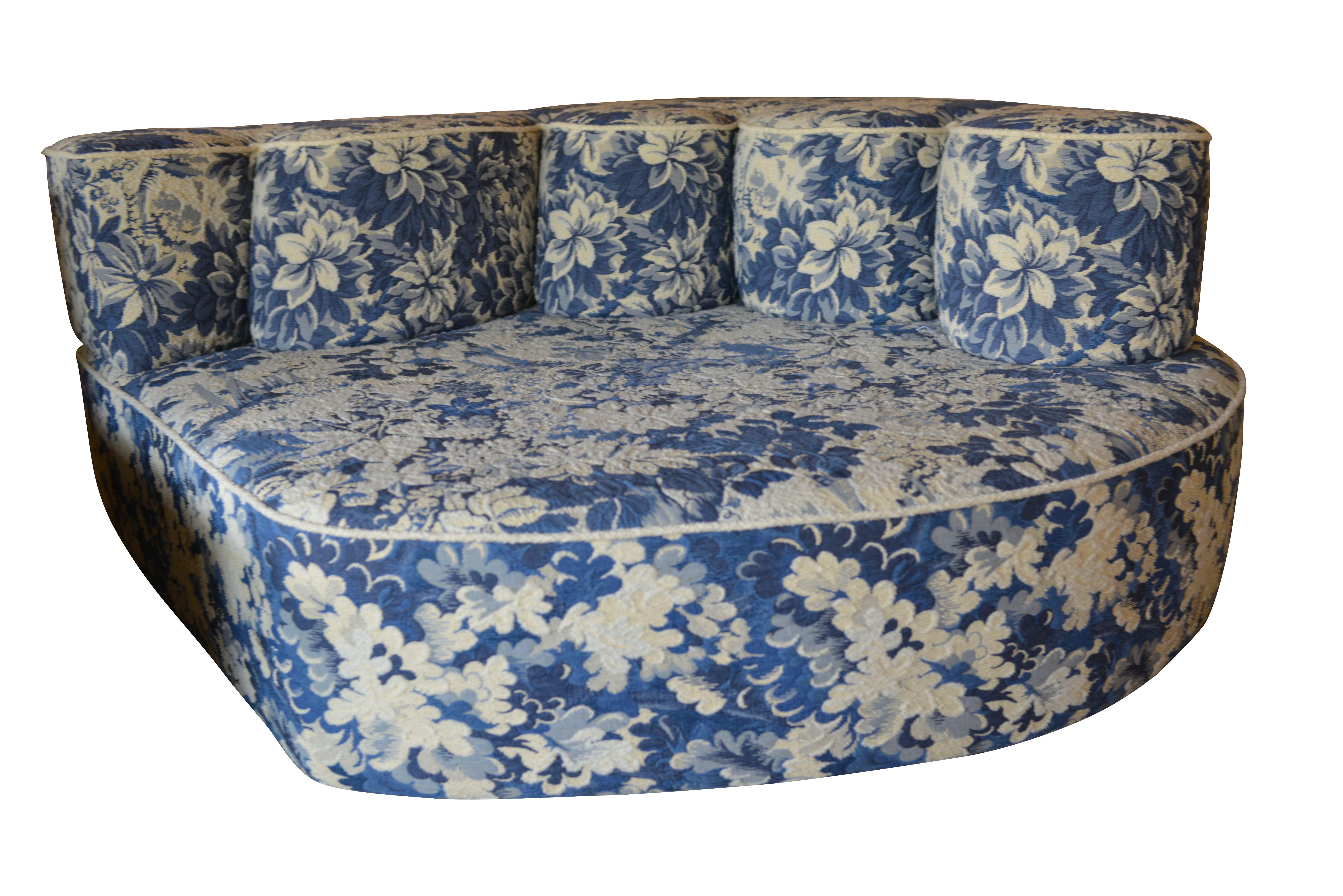 Fabric JPDemeyer Home Collection Comporta Modular Foam Sofa in Blue Verdure Tapestry For Sale