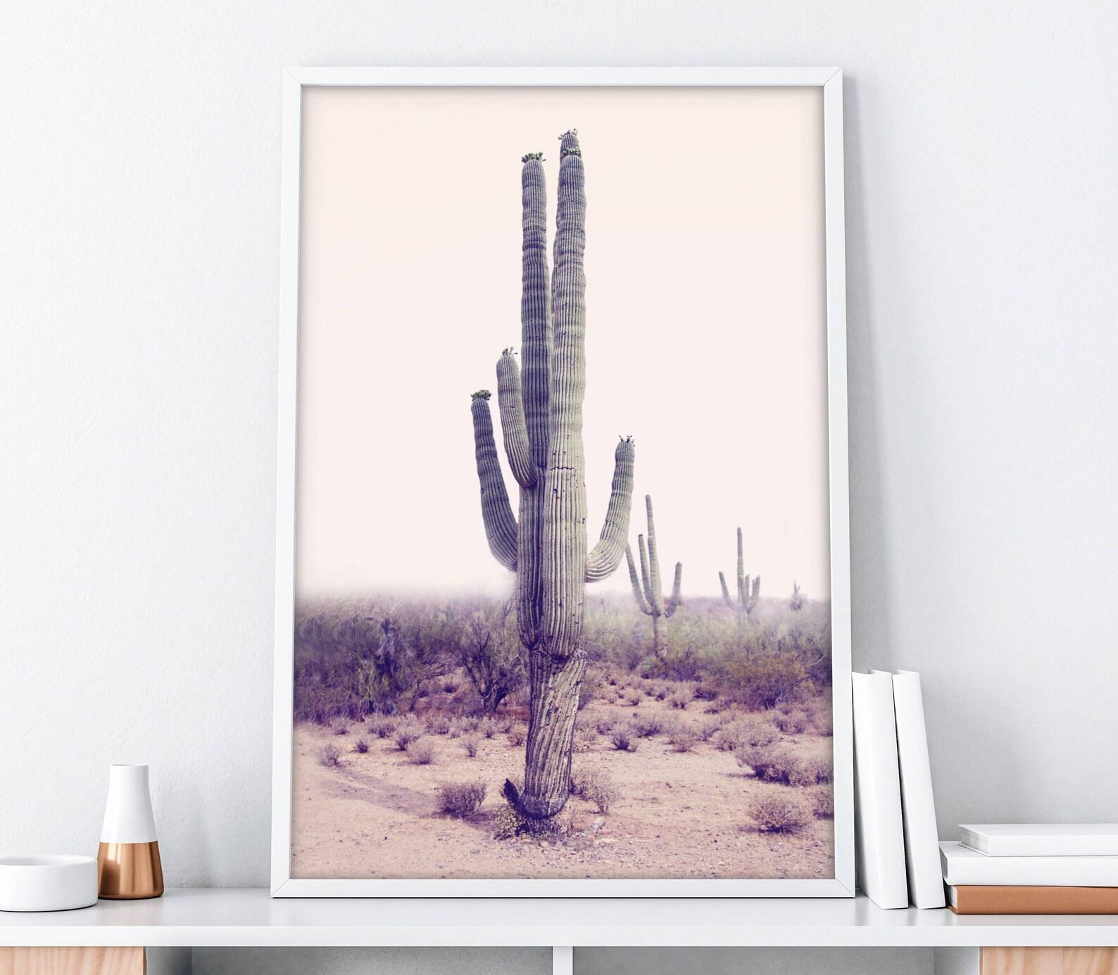 Triptyque de paysages désertiques doux en édition limitée (ensemble de 3 impressions sur toile de cactus) Imprimé sur toile de haute qualité et rehaussé de touches de texture de peinture. Livré roulé dans un tube d'expédition. Édition de 50