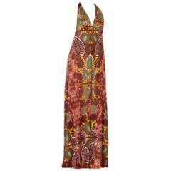 Vintage 1990'S Jean Paul Gaultier Rayon Blend Jersey Backless Slinky Art Nouveau Print