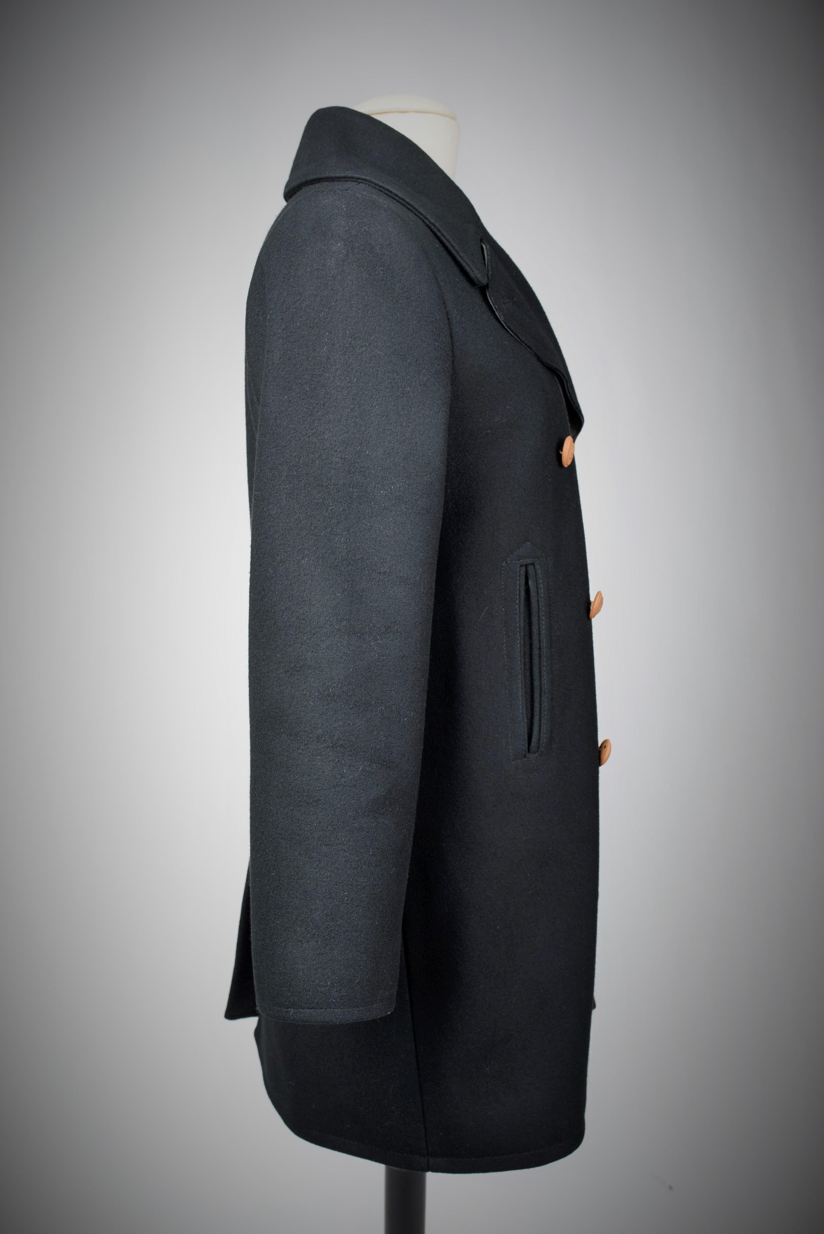 JPG.Abrigo negro de lana de Jean-Paul Gaultier - Francia Circa 2010 en venta 5