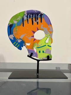 Skull Sculpture, Abstract Mixed Media, Metal with Acrylic Paint, 2010+