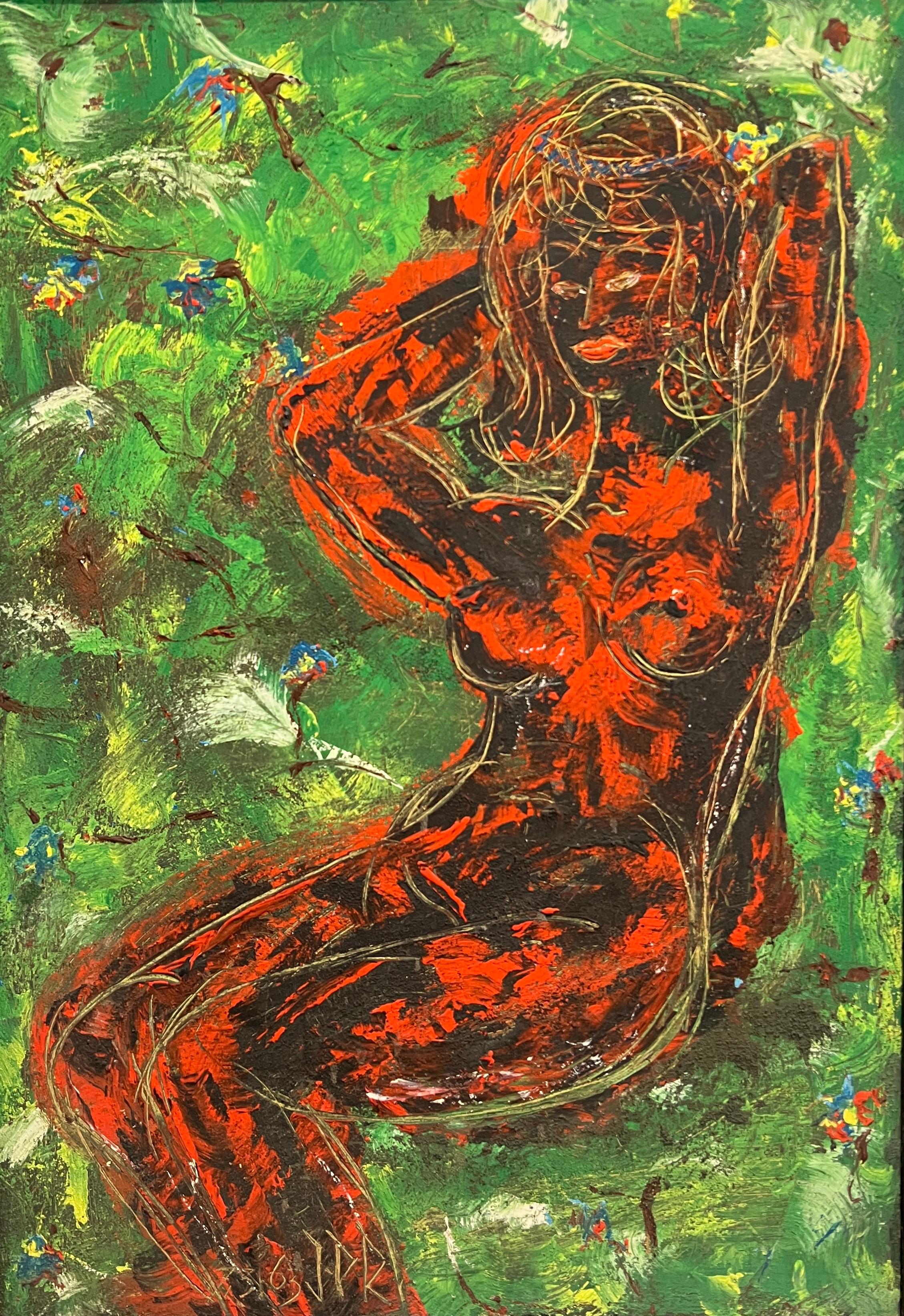 J.P.R. Nude Painting - Sitting naked
