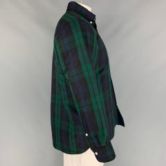 J.PRESS Size L Green & Black Blackwatch Plaid Wool / Nylon Jacket