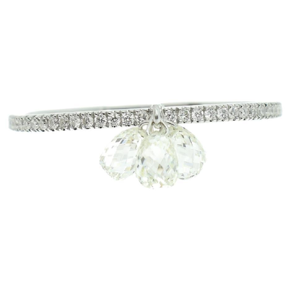 JR Anillo Colgante Briolette de Diamantes 1,00 Quilates Oro Blanco 18 Kilates