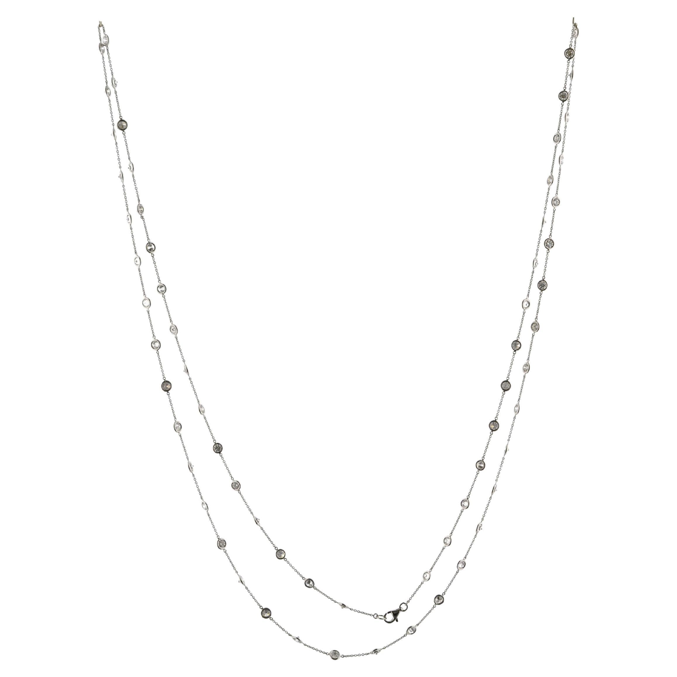 JR 10,00 Karat Halskette aus 18 Karat Weißgold mit rundem Brillantschliff und Lünette