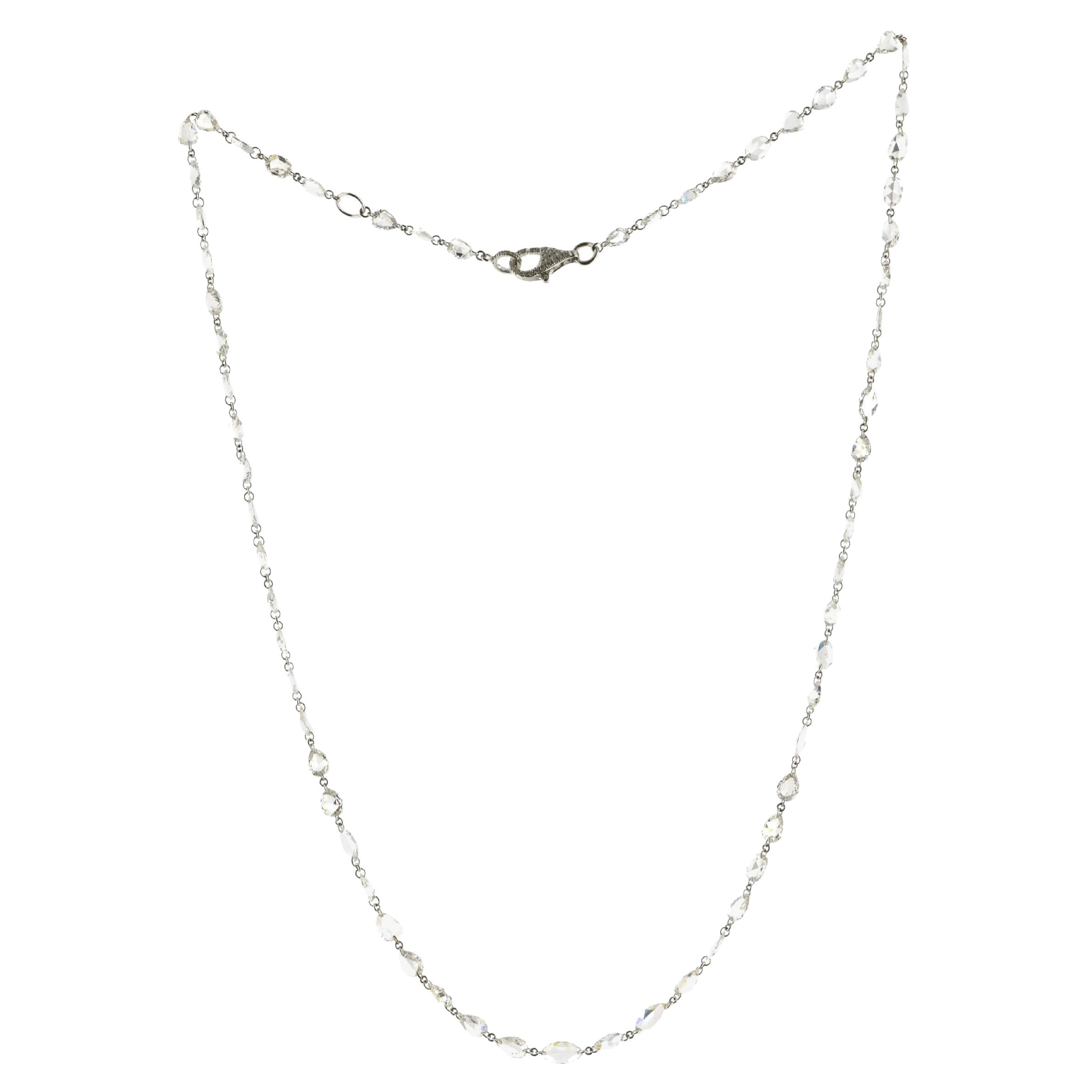 JR Collar de Diamantes Corte Rosa Blanco 10,03 Quilates Oro Blanco 18 Kilates
