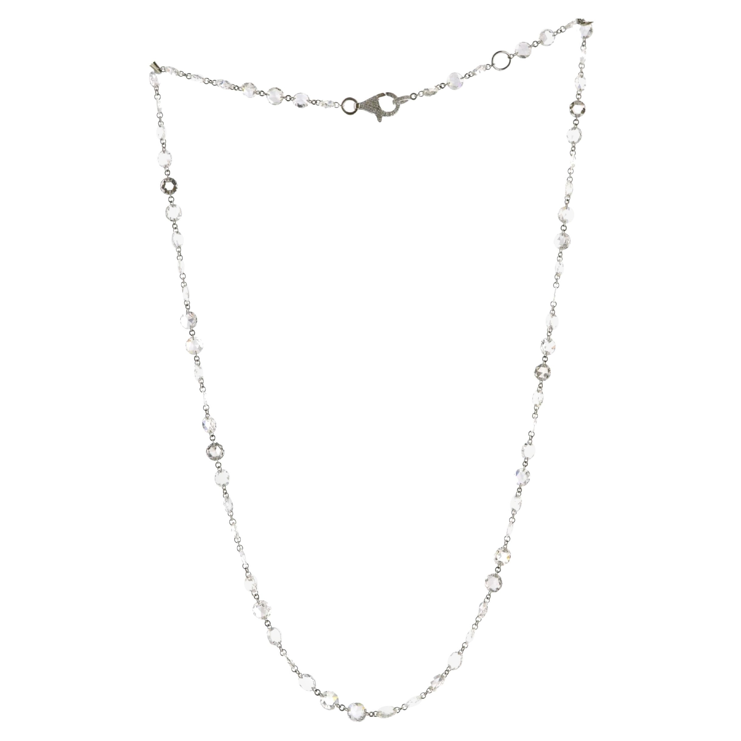 JR Collier en or blanc 18 carats avec diamants blancs taille rose de 12,08 carats