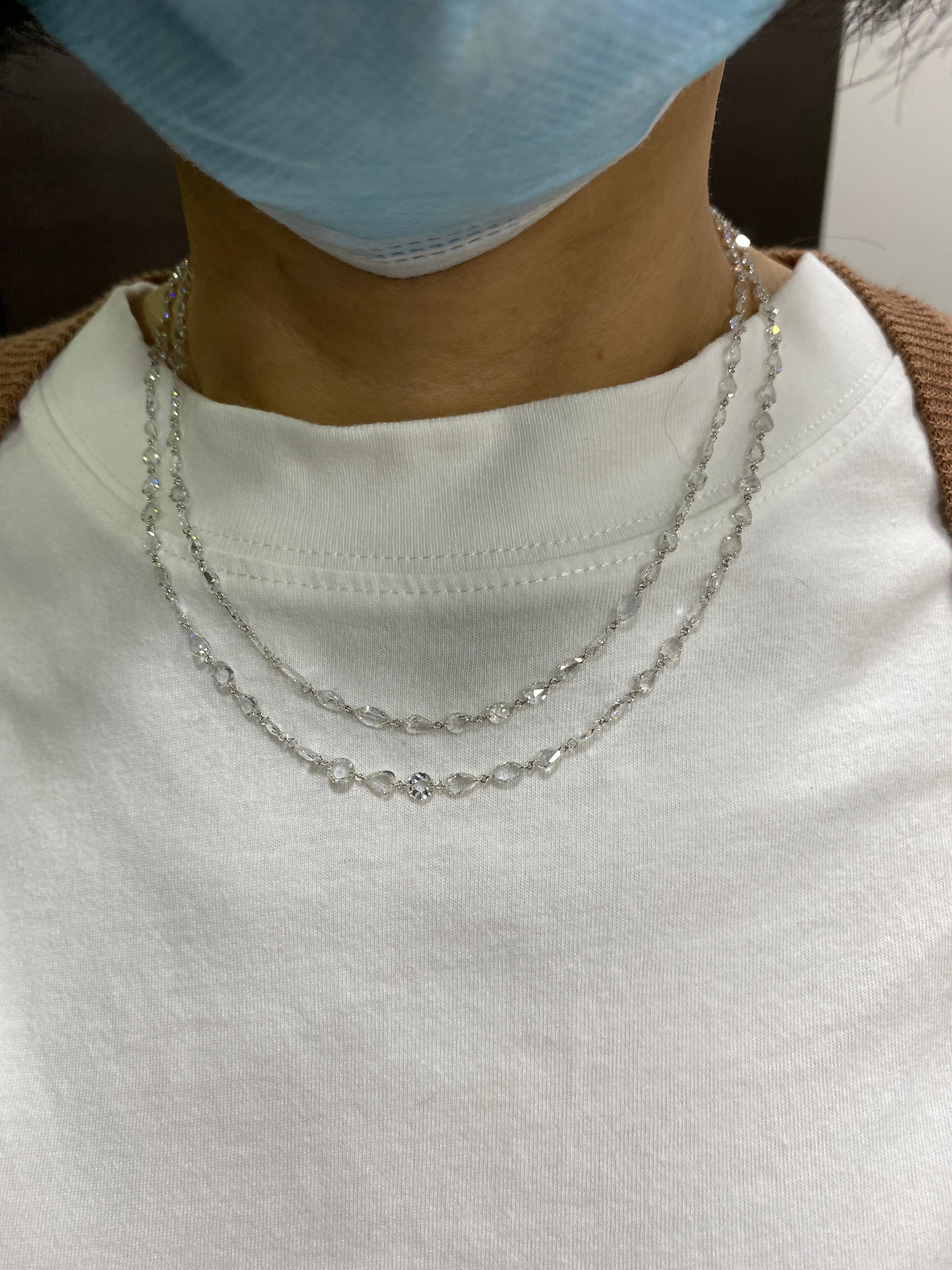 Moderne JR Collier en or blanc 18 carats avec diamants blancs taille rose de 12,19 carats en vente