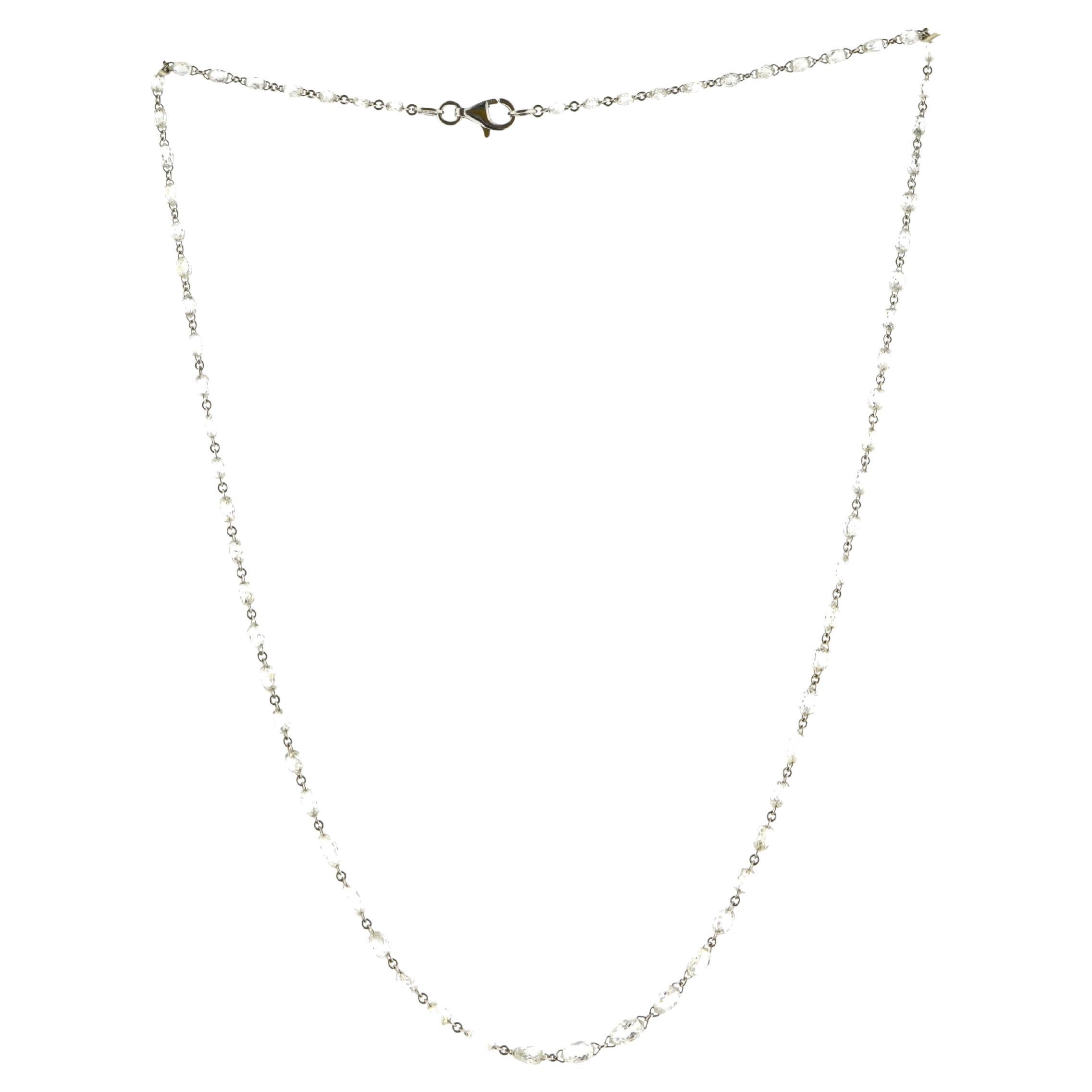 JR 15.14 Carat Briolette Cut Diamond 18 Karat White Gold Necklace For Sale