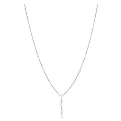 JR 1.59 Carat Rose Cut Diamond 18 Karat White Gold Dangling Choker Necklace