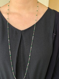 JR 18karat White Gold Rose Cut Diamond Emerald Necklace