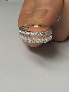 JR 1.92 Carat Diamond Briolette Dangling Ring 18 Karat White Gold