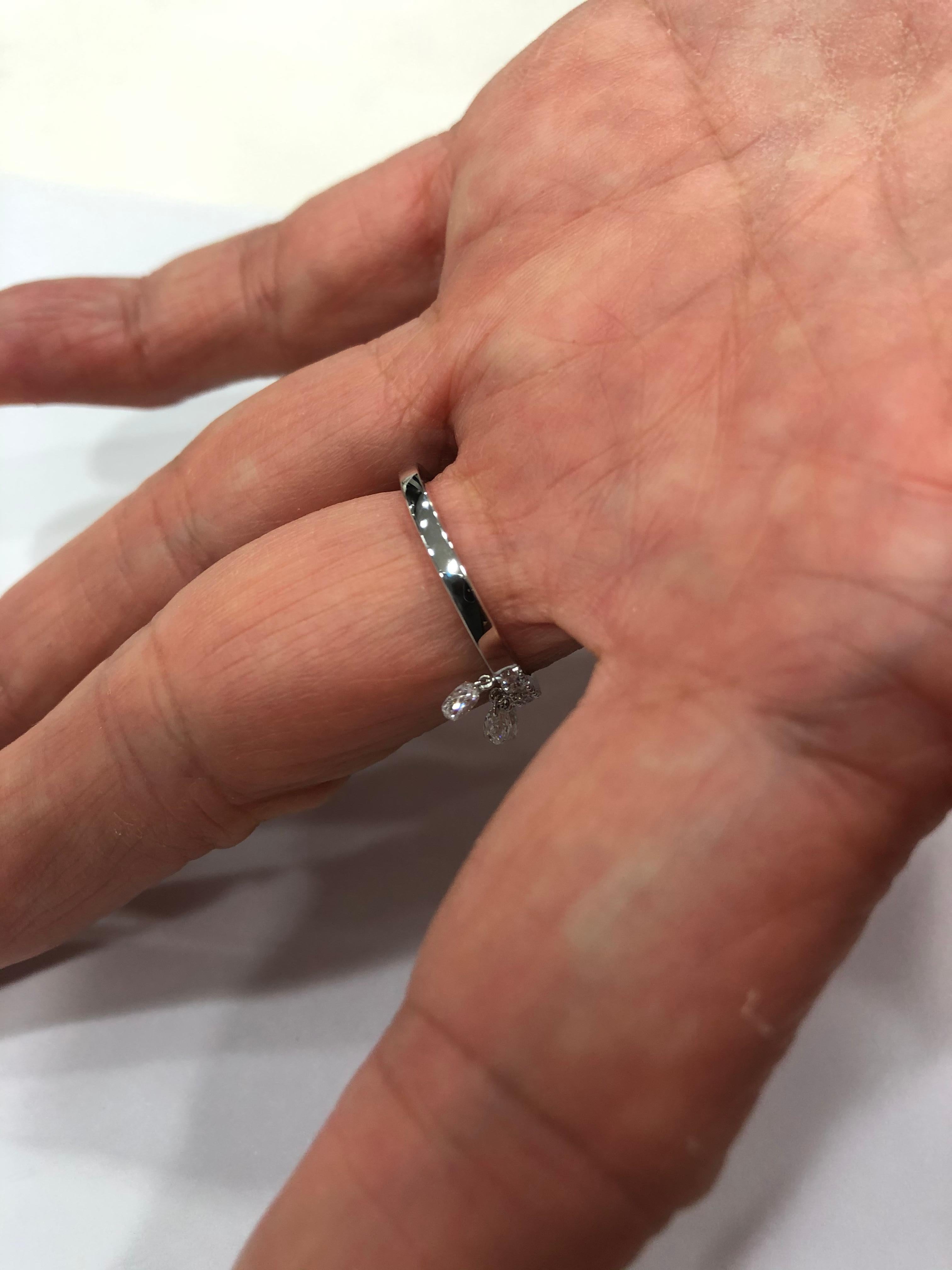 JR 1,92 Karat Diamant-Briolett-Baumelring 18 Karat Weißgold im Zustand „Neu“ im Angebot in Hong Kong, HK